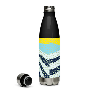Stainless Steel Water Bottle Yellow Wavy Pattern Bold Style Dipaliz - Bottles