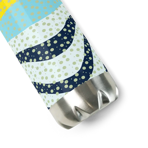 Stainless Steel Water Bottle Yellow Wavy Pattern Bold Style Dipaliz - Bottles