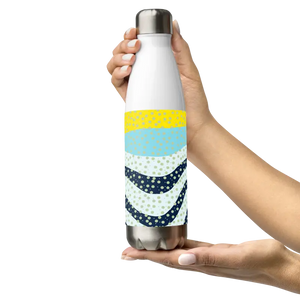 Stainless Steel Water Bottle Yellow Wavy Pattern Bold Style Dipaliz - Bottles