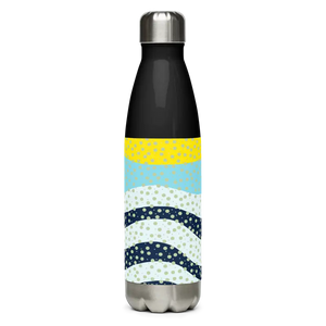 Stainless Steel Water Bottle Yellow Wavy Pattern Bold Style Dipaliz - Bottles
