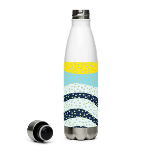 Stainless Steel Water Bottle Yellow Wavy Pattern Bold Style Dipaliz - Bottles
