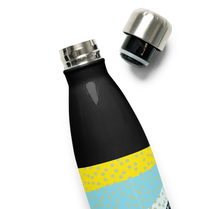 Stainless Steel Water Bottle Yellow Wavy Pattern Bold Style Dipaliz - Bottles