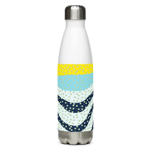 Stainless Steel Water Bottle Yellow Wavy Pattern Bold Style Dipaliz - Bottles