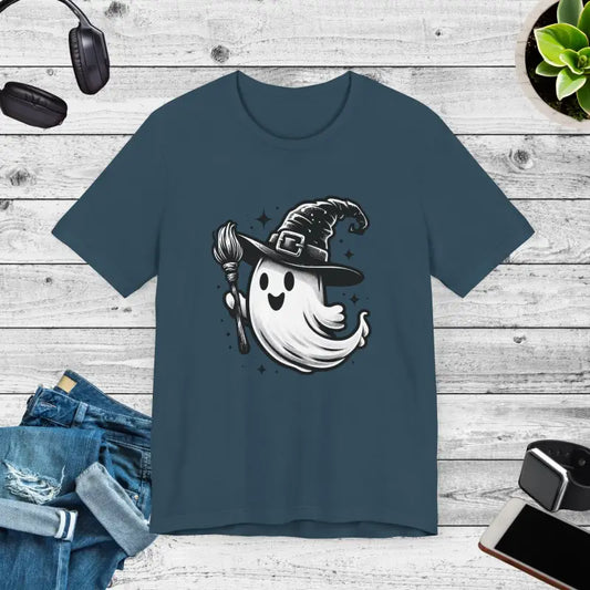 Spook-tacular Ghost Broomstick Unisex Jersey Short Sleeve Tee - Deep Teal / Xs T-shirt