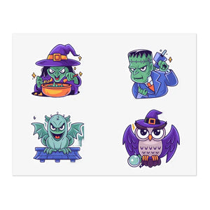 Halloween Sticker Sheets - Water-resistant Vinyl - Dipaliz - 11’’ × 8.5’’ / White / Die-cut - Decorative Stickers