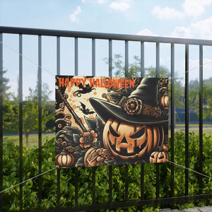 Jack o Lantern Matte Banner - Scrim Vinyl Halloween Decor - Dipaliz - 48’’ x 36’’ (horizontal) - Banners