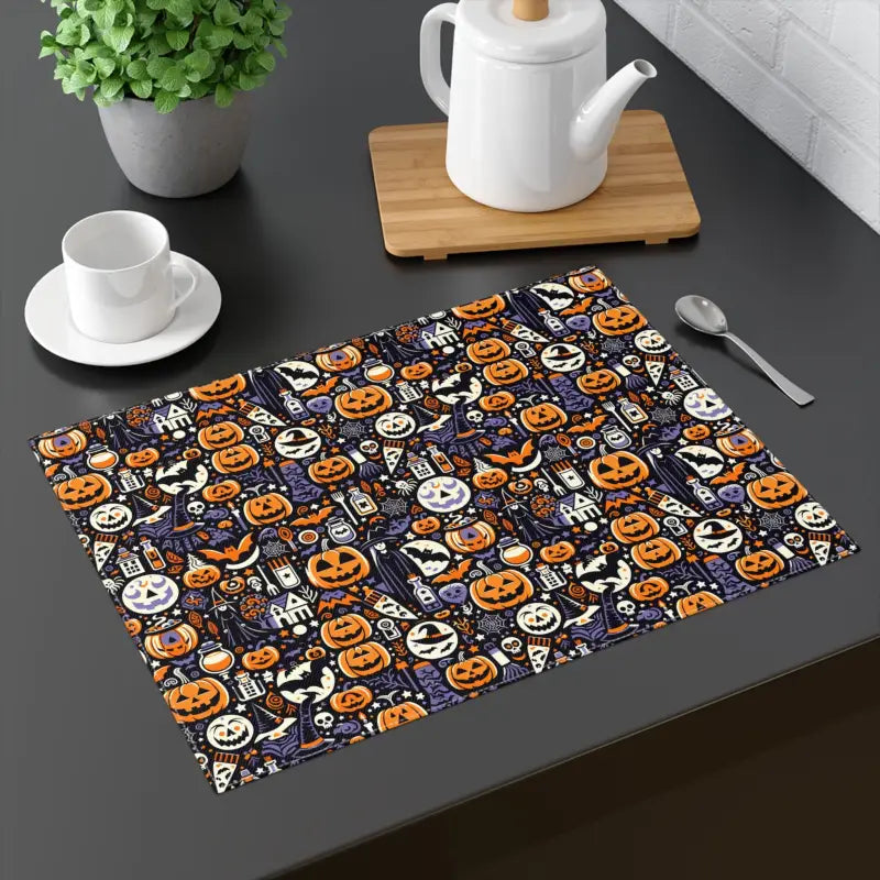 Spooky Halloween Placemats with Jack o Lantern Designs - 18’’ × 14’’ Home Decor