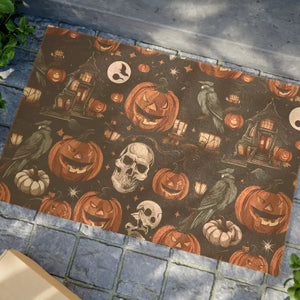 Halloween Pumpkins Autumn Leaves Tufted Coir Doormat - Dipaliz - 24’’ x 16’’ - Door Mats