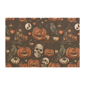 Halloween Pumpkins Autumn Leaves Tufted Coir Doormat - Dipaliz - 24’’ x 16’’ - Door Mats