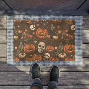 Halloween Pumpkins Autumn Leaves Tufted Coir Doormat - Dipaliz - 24’’ x 16’’ - Door Mats