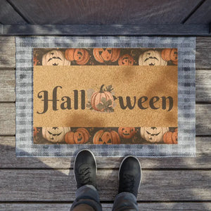 Halloween Pumpkins Wild Flowers Tufted Coir Coconut Door Mat - Dipaliz - 24’’ x 16’’ - Mats