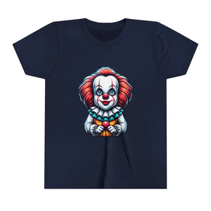 Youth Short Sleeve Tee - Spooky Clown Design - Dipaliz - Navy / s - T-shirts