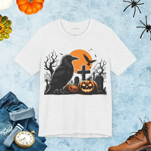 Unisex Jersey Tee - Jack o Lantern Crow Spooky Style - Dipaliz - T-shirts