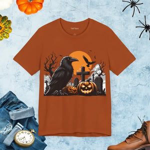 Unisex Jersey Tee - Jack o Lantern Crow Spooky Style - Dipaliz - T-shirts
