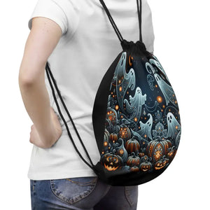 Pumpkins Drawstring Bag with Zipper Pocket Inside - Dipaliz - one Size - Backpacks