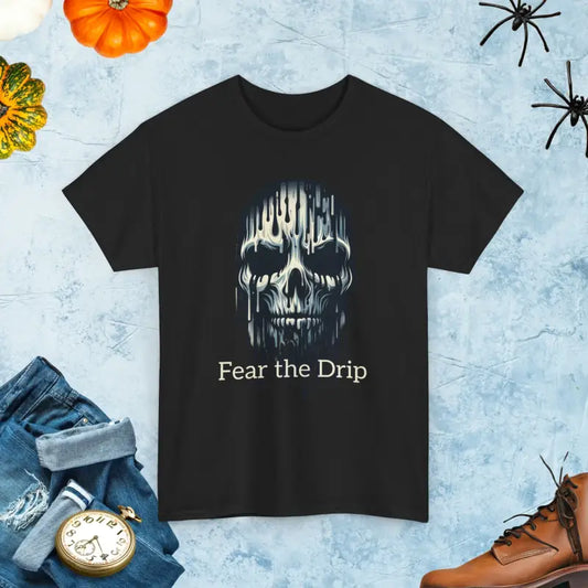 Get Festive with the Spooky Halloween Mask Heavy Cotton Tee - Black / s T-shirt