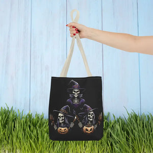 Scary Witches Aop Tote Bag Mystical Black Print Style - Dipaliz - 13’’ × / Beige - Bags