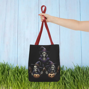 Scary Witches Aop Tote Bag Mystical Black Print Style - Dipaliz - 13’’ × / Red - Bags