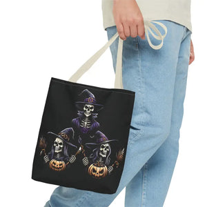 Scary Witches Aop Tote Bag Mystical Black Print Style - Dipaliz - Bags