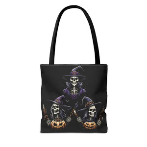 Scary Witches Aop Tote Bag Mystical Black Print Style - Dipaliz - Bags