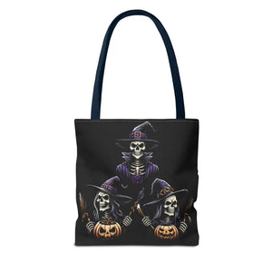 Scary Witches Aop Tote Bag Mystical Black Print Style - Dipaliz - Bags