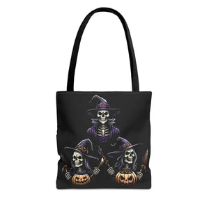Scary Witches Aop Tote Bag Mystical Black Print Style - Dipaliz - Bags