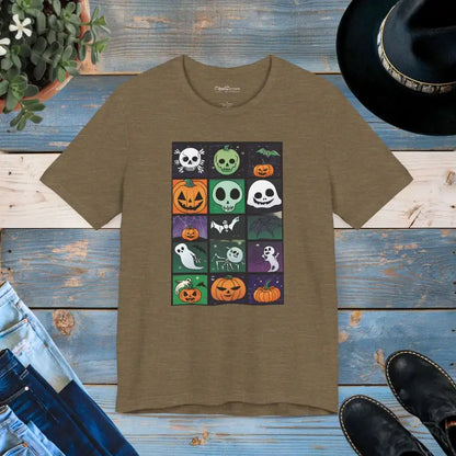 Spooky Halloween Unisex Jersey Tee: Perfect for October Nights - Heather Olive / s T-shirt