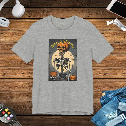 Spooky Jack O’ Bones Unisex Jersey Short Sleeve Tee - Athletic Heather / s T-shirt