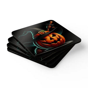 Spooky Jack Corkwood Coaster Set - Halloween Party Decor - Dipaliz - Cork / 3.75’’ × / Square - Coasters