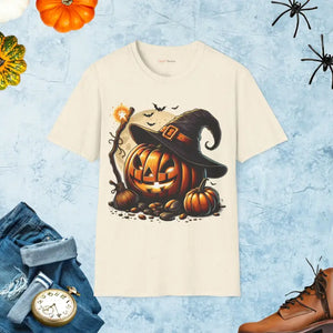 Scary Jack o Lantern Unisex Softstyle Halloween Tee - Dipaliz - Natural / s - T-shirts
