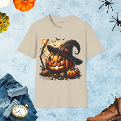 Spooky Jack o Lantern Unisex Softstyle Tee - Sand / s T-shirt