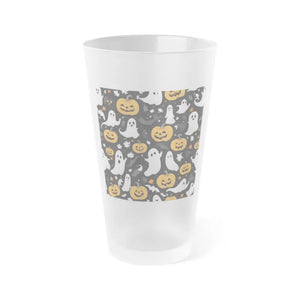 Frosted Pint Glass Halloween Jack o Lanterns Spooky Ghosts Dipaliz - 16oz / Beer Glasses