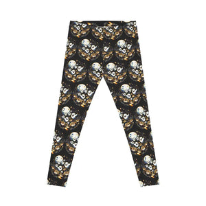 Halloween Ghosts Vibrant Pumpkins Leggings Seamless Comfort - Dipaliz