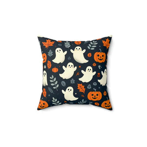 Jack o Lantern Spun Polyester Square Pillow - Halloween Decor - Dipaliz - 14’’ × - Throw Pillows