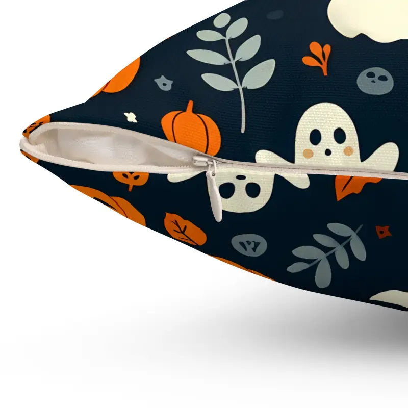 Spooky Vibes: Ghost & Jack o Lantern Polyester Pillow - Home Decor