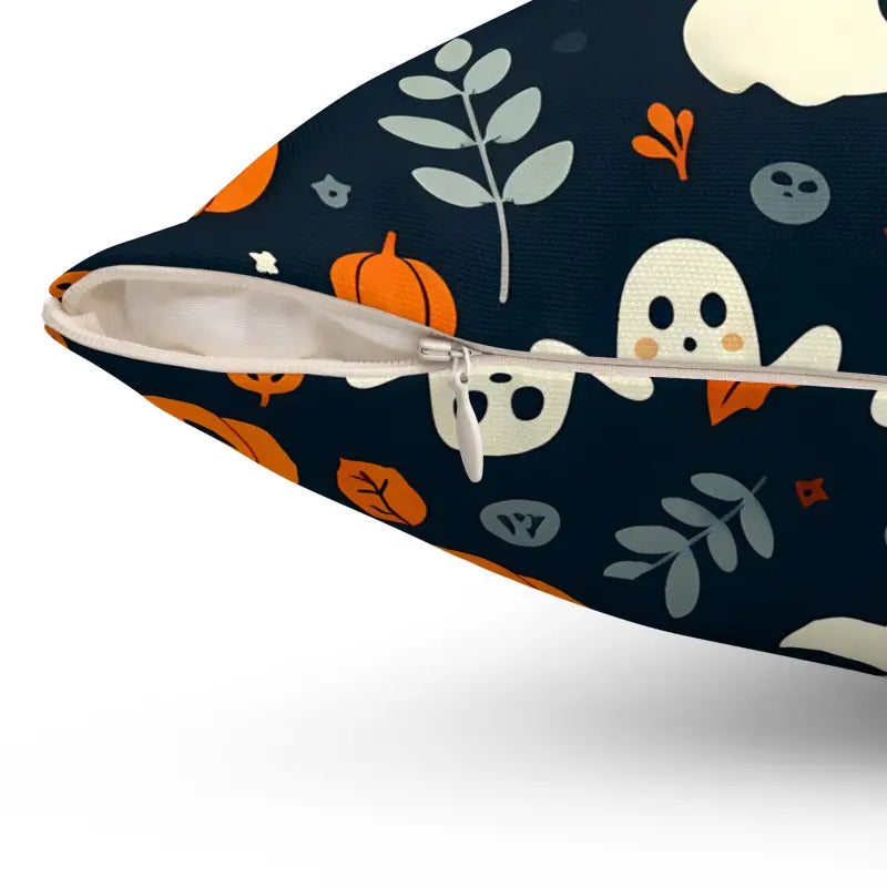 Spooky Vibes: Ghost & Jack o Lantern Polyester Pillow - Home Decor