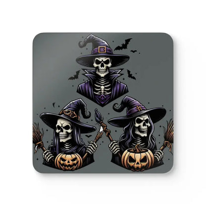 Enchant your Space: Corkwood Coaster Set with Three Spooky Witches! - Cork / 3.75’’ × / Square Home Decor