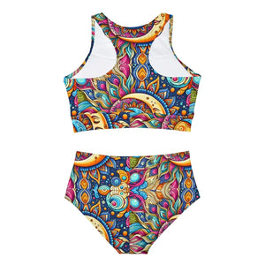 Sporty Sun-and-moon Bikini Set - Celestial Sunset Design - Dipaliz - Swimwear