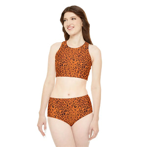 Fierce Cheetah Sporty Bikini Set - High Waisted - Dipaliz - Swimwear