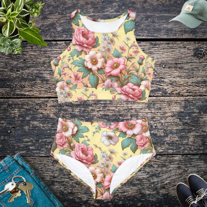 Floral Sporty Bikini Set for Active Beach Style - Xs