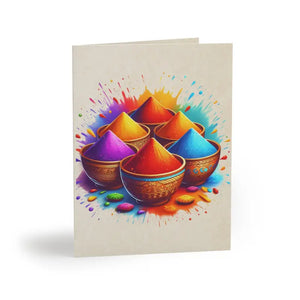 Luxurious Happy Holi Greeting Cards - Vibrant Joy - Dipaliz - 8 Pcs / Matte / 4.25” x 5.5” - & Note