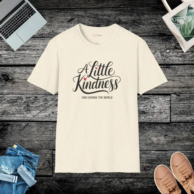 Rock Kindness with our Unisex Softstyle Tee – Spread Good Vibes - Natural / s T-shirt