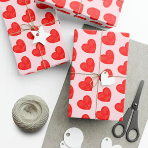 Red Hearts Gift Wrap Papers - Stunning Design - Dipaliz - 30’’ x 20’’ / Matte - Wrapping Paper