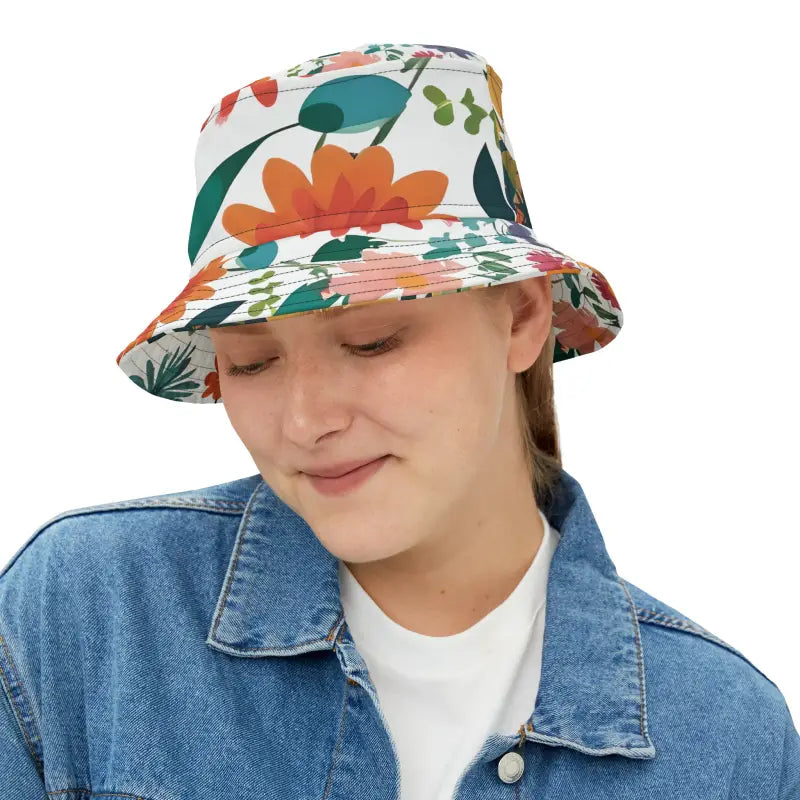 Bloom with Trendy Spring Flowers Bucket Hat for All Ages - Small / Black Stitching Hats