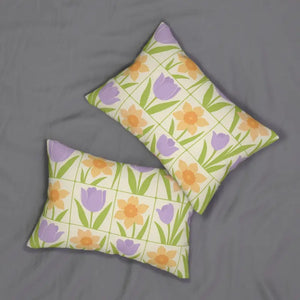 Premium Spring Floral Lumbar Pillow - Vibrant Blooms - Dipaliz - 20’’ × 14’’ - Pillows