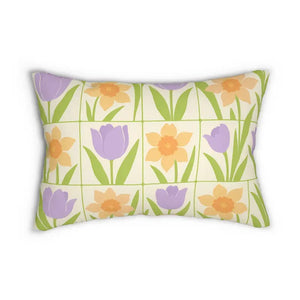 Premium Spring Floral Lumbar Pillow - Vibrant Blooms - Dipaliz - 20’’ × 14’’ - Pillows