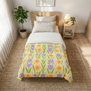 Spring Floral Quilt - Daffodil Cotton Comforter - Dipaliz - Home Decor