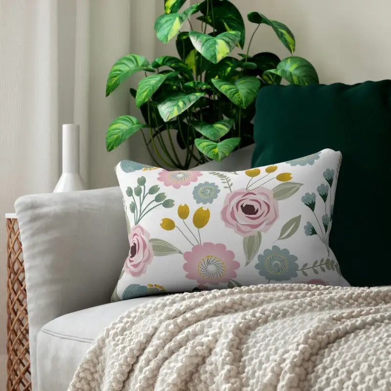 Elevate your Space with the Spring Floral Spun Polyester Pillow - 20’’ × 14’’ Home Decor