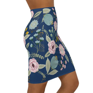 Spring Florals Navy Blue Mini Skirt Women Fashion - Dipaliz - Skirts