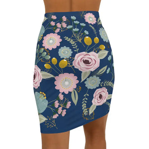 Spring Florals Navy Blue Mini Skirt Women Fashion - Dipaliz - Skirts